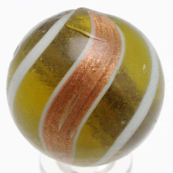 LARGE OLIVE GREEN BANDED LUTZ MARBLE.             