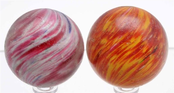 LOT OF 2: LARGE ONIONSKIN MARBLES.                