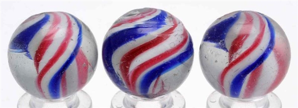 LOT OF 3: PEPPERMINT RIBBON MARBLES.              