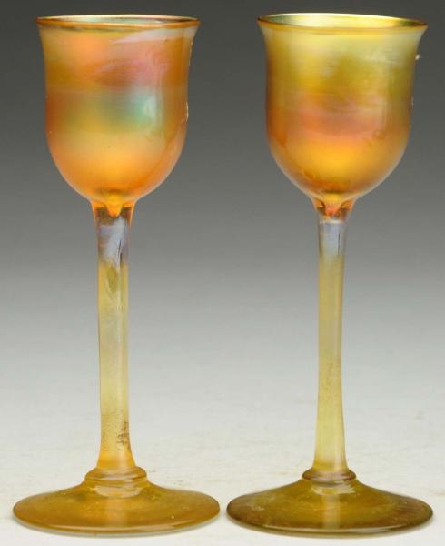 PAIR OF TIFFANY LIGUOR STEMMED GLASSES.           
