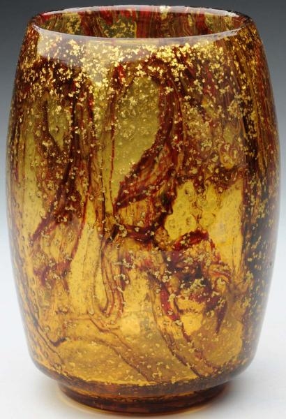 BOHEMIAN TORTOISE SHELL VASE WITH MICA.           