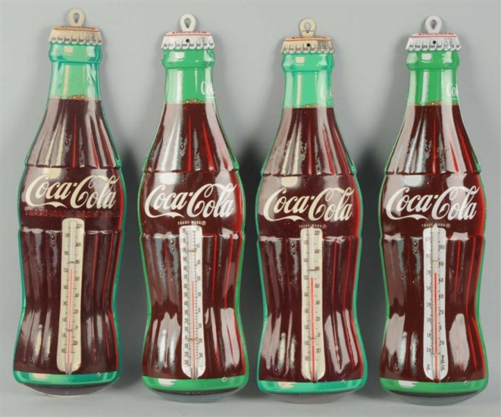 LOT OF 4: 1950S-60S COCA-COLA TIN BOTTLE THERM.   
