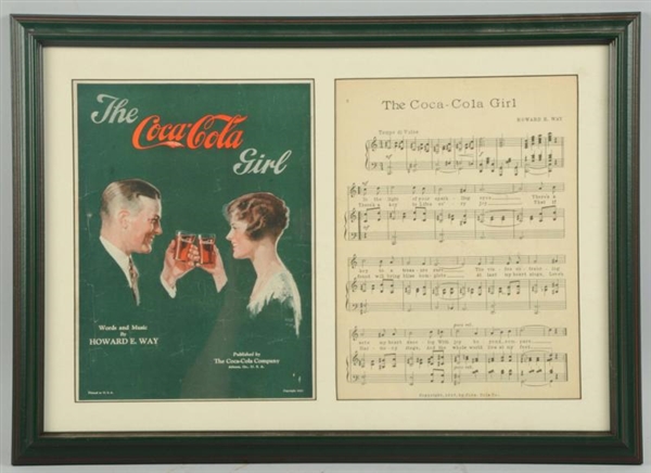 1927 COCA-COLA FRAMED SHEET MUSIC.                