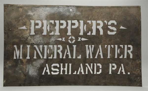 EARLY PEPPERS MINERAL WATER METAL STENCIL.        