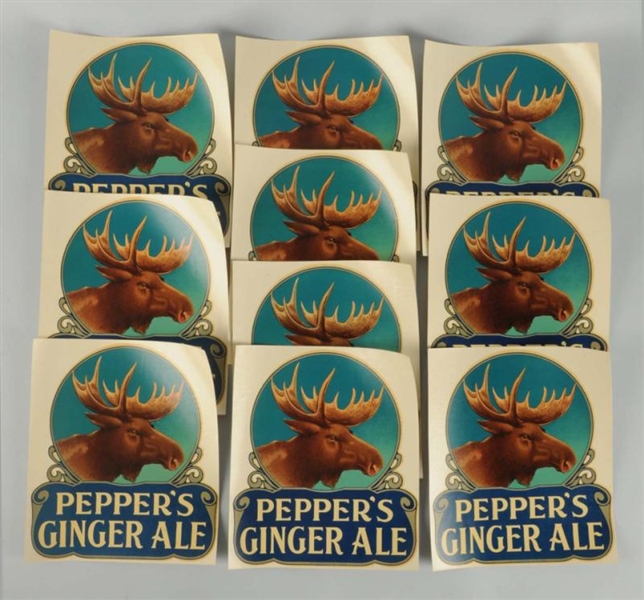 LOT OF 10: PEPPERS GINGER ALE LARGE DECALS.      