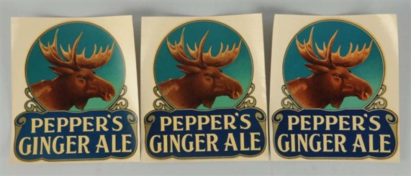 LOT OF 3: PEPPERS GINGER ALE LARGE DECALS.        