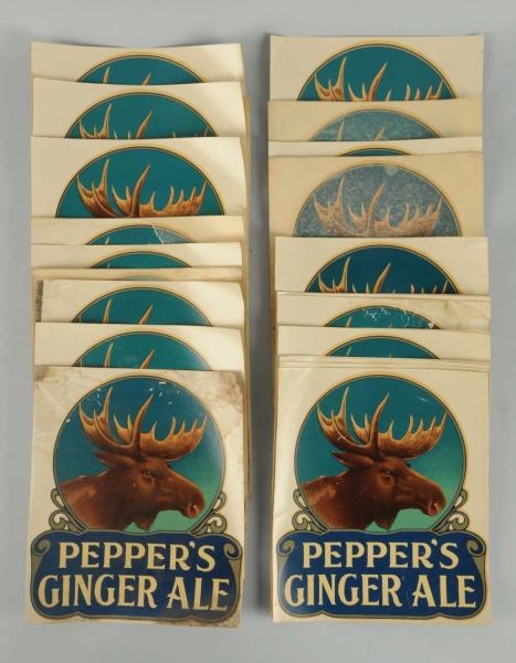 LOT OF 33: PEPPERS GINGER ALE DECALS.            