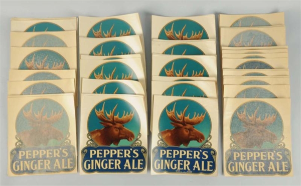 LOT OF 100: PEPPERS GINGER ALE LARGE DECALS.      