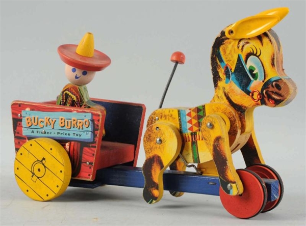 FISHER PRICE PAPER ON WOOD NO.166 BUCKY BURRO TOY 
