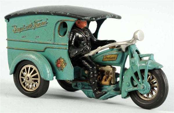 RARE LARGE CAST IRON HUBLEY MOTORCYCLE TOY.       