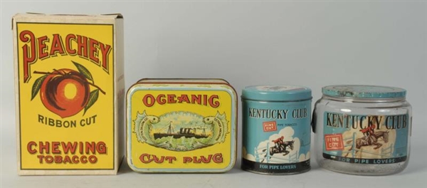 TOBACCO CANISTER, BOX, 2 TINS.                    