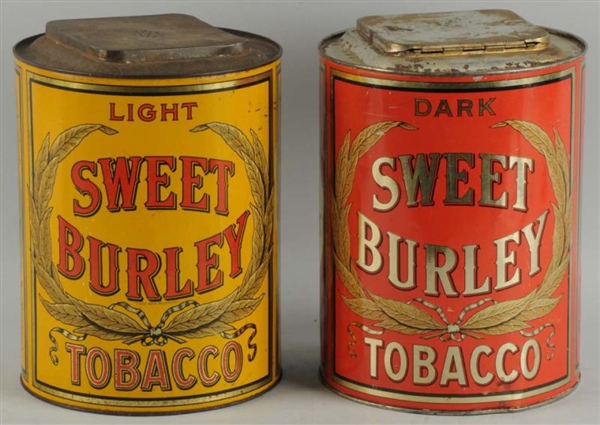 LOT OF 2: LARGE SWEET BURLEY TOBACCO TINS.        