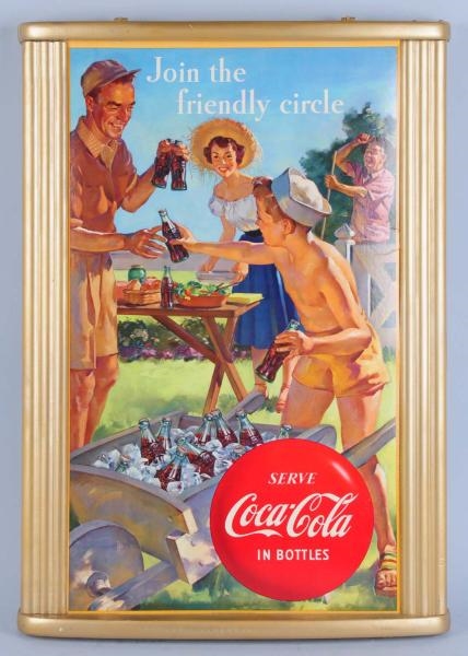 1954 SMALL COCA-COLA POSTER IN OLD FRAME.         