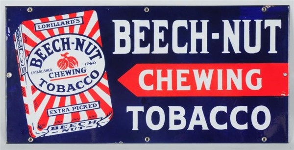 PORCELAIN BEECH NUT CHEWING TOBACCO SIGN.         