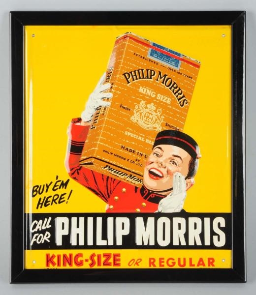 1950S TIN PHILLIP MORRIS SIGN.                    