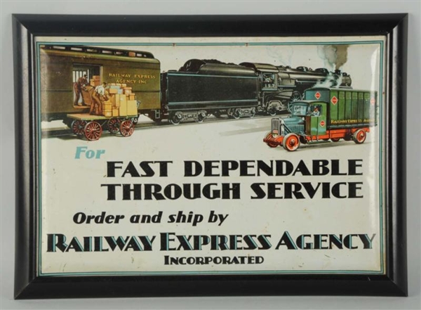 1920S-30S TIN RAILWAY EXPRESS AGENCY SIGN.        