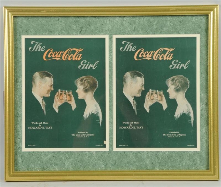1927 FRAMED COCA-COLA SHEET MUSIC COVERS.         