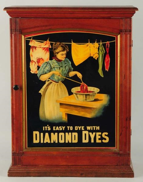 DIAMOND DYES CABINET WITH WASHER WOMAN IMAGE.     
