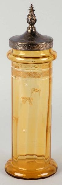 EARLY YELLOW GLASS STRAW HOLDER.                  