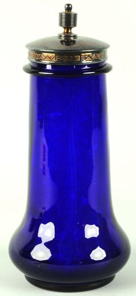 COBALT BLUE GLASS STRAW HOLDER.                   