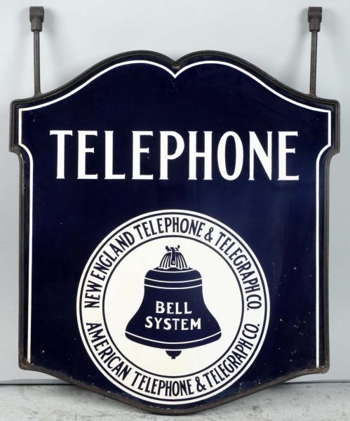 LARGE PORCELAIN BELL TELEPHONE SIGN.              