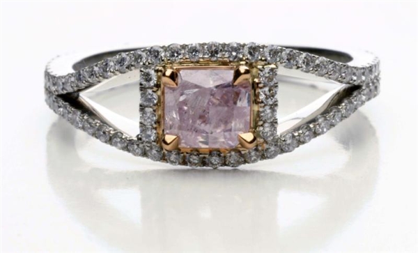 FANCY PURPLE PINK RADIANT CUT DIAMOND.            