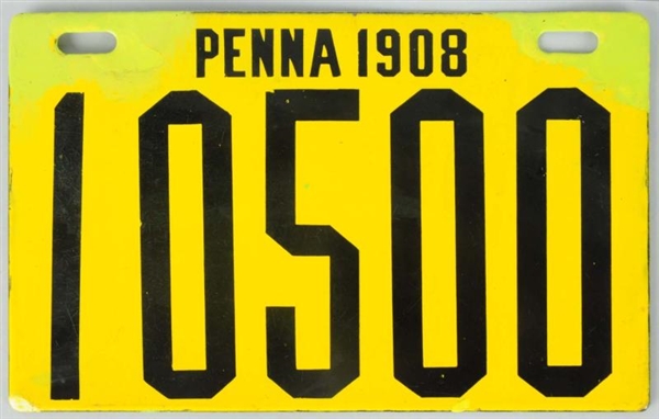 1908 PENNSYLVANIA PLATE 10500.                    