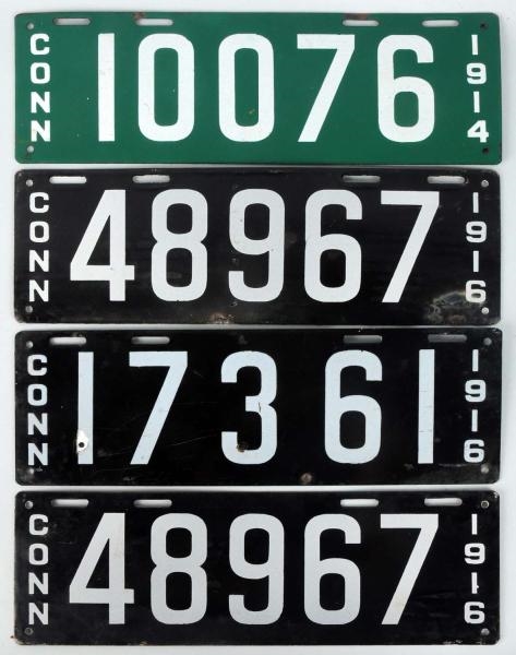 LOT OF 4: CONNECTICUT LICENSE PLATES              