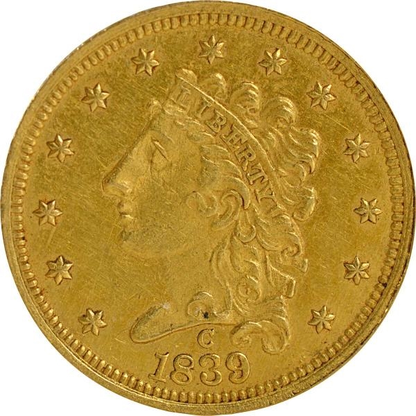 1839C $2.5 GOLD PIECE.                            