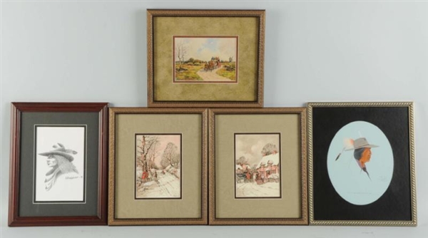 LOT OF 5: ASSORTED ART PIECES.                    