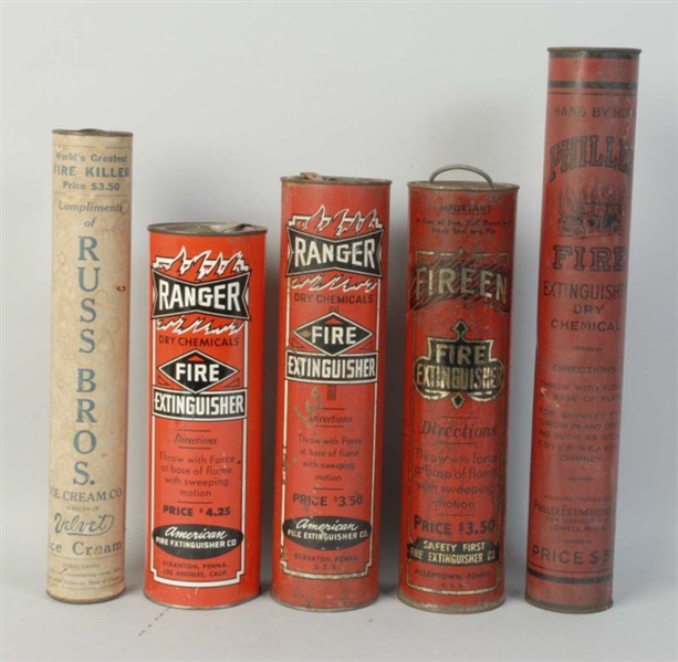 LOT OF 5: FIRE EXTINGUISHERS.                     