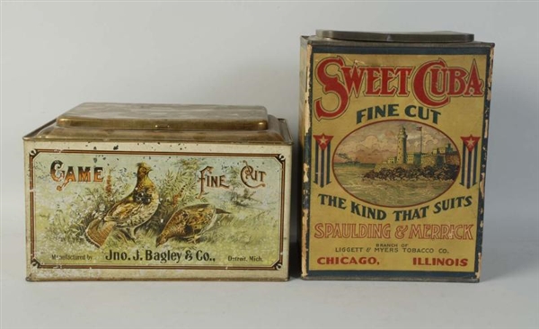 LOT OF 2: LARGE TOBACCO TINS.                     