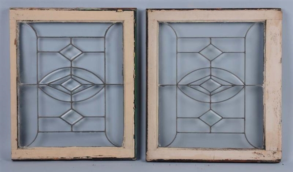 LOT OF 2: ANTIQUE STAINED GLASS WINDOWS.          