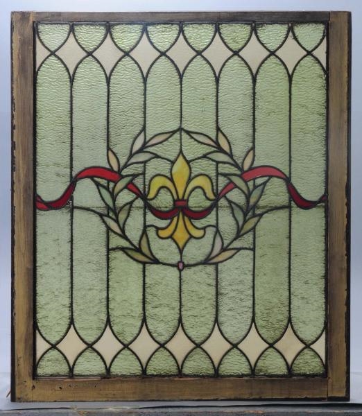 ANTIQUE STAINED GLASS WINDOW.                     