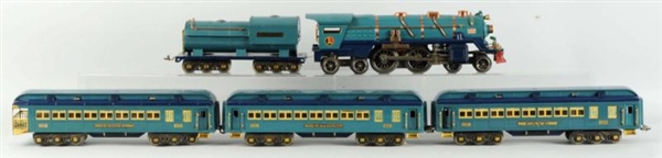 LOT OF 5: BLUE LIONEL TRAIN SET WITH BOXES.       