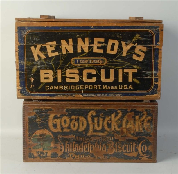 LOT OF 2: WOODEN BISCUIT CRATES.                  