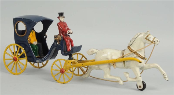 CAST IRON CANTON HORSE DRAWN HANDSOME CAB TOY.    