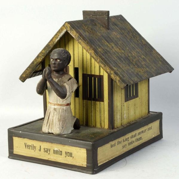 CAST IRON  AFRICAN AMERICAN PLAYING CARDS BANK.   