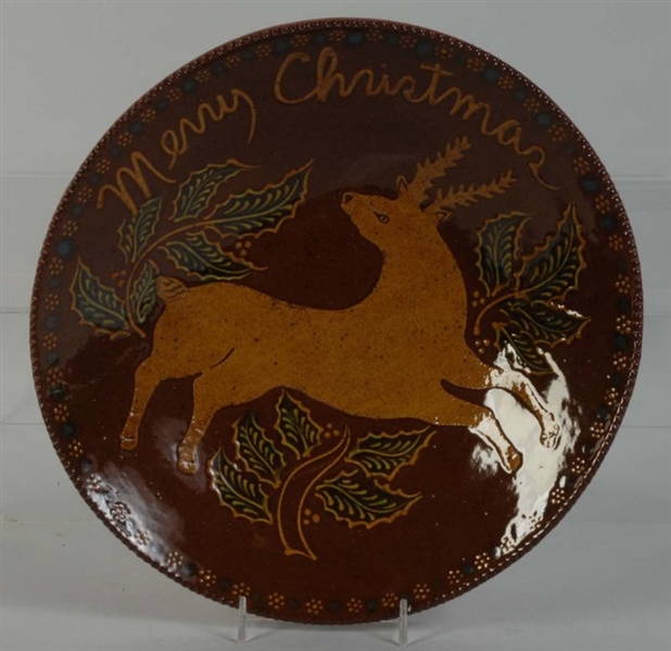 NED FOLTZ REDWARE POTTERY CHRISTMAS PLATE.        