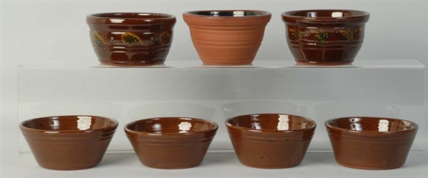 LOT OF 7: REDWARE BOWLS.                          