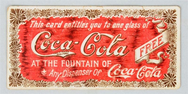 1901 COCA-COLA FREE DRINK COUPON.                 