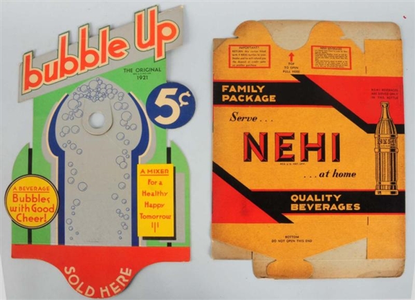 BUBBLE UP BOTTLE DISPLAY & NEHI 4-PACK BOX.       