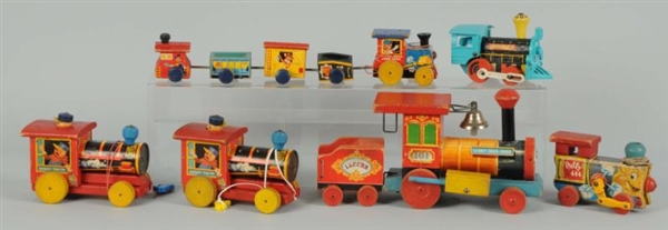 LOT OF 6: FISHER PRICE TRAIN TOYS.                