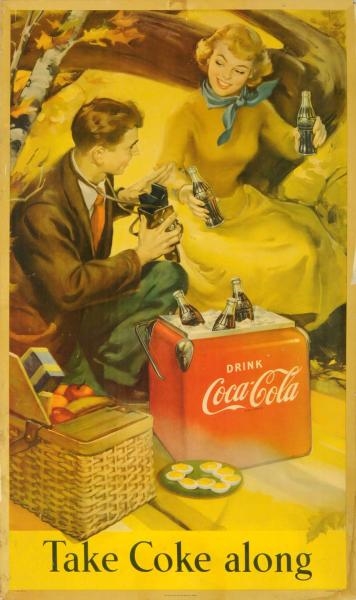1950S TWO SIDED COCA-COLA POSTER.                 