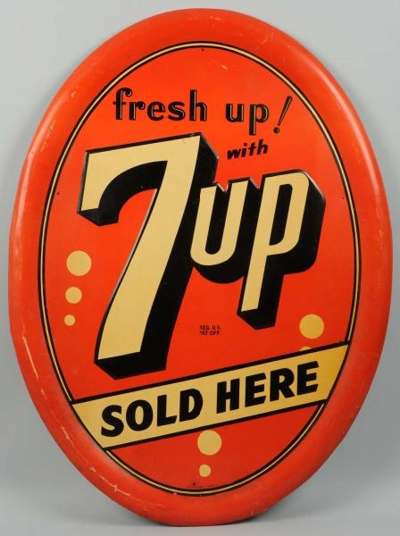 30S-40S EMBOSSED TIN 7-UP SIGN.                   