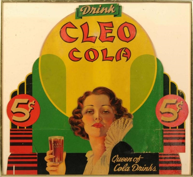 1930S CLEO-COLA CARDBOARD CUTOUT SIGN.            