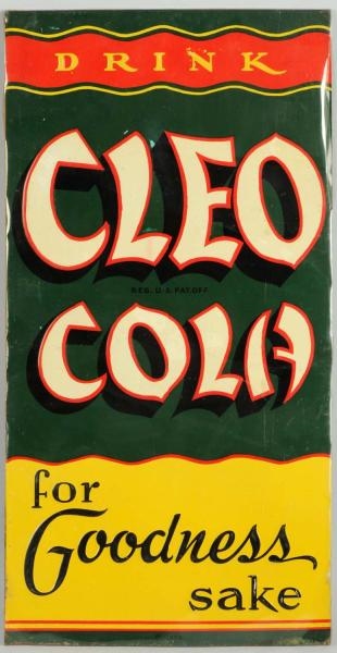 1939 EMBOSSED TIN CLEO COLA SIGN.                 