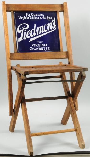 EARLY PIEDMONT PORCELAIN & WOOD FOLDING CHAIR.    