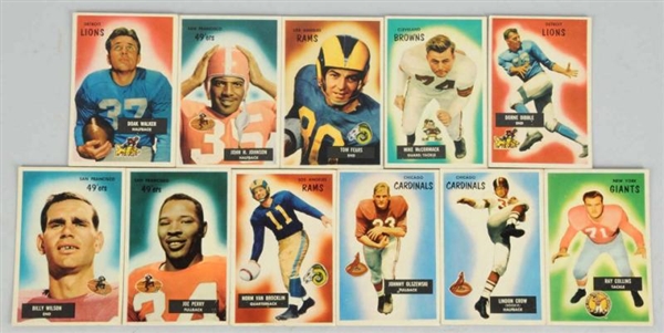 LOT OF 11+ 1955 BOWMAN FOOTBALL CARDS.            