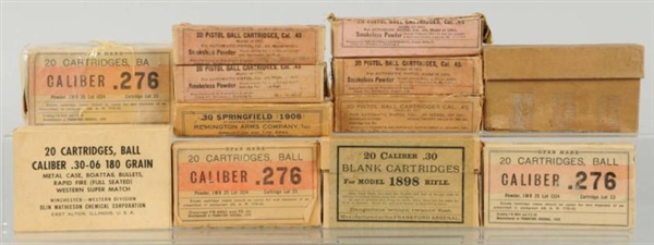 LOT OF 12: BOXES OF AMMUNITION.                   